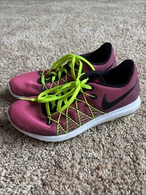 Nike Pink Sneakers with Neon Green Laces